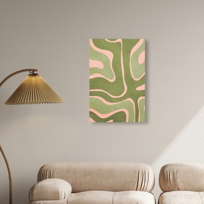 Magdalena Green and Pink Abstract Canvas Wall Art, 30" x 20"