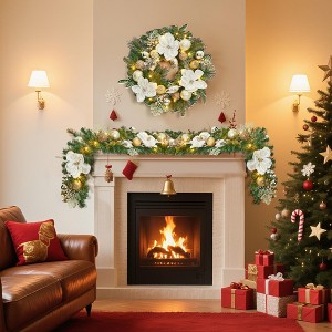 6ft Prelit Christmas Garland with LED Light for Fireplace Stairs Railing Indoor Outdoor Decoration - 1 of 4