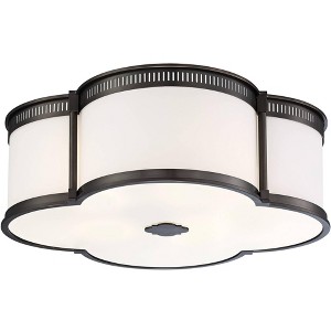 Minka Lavery Modern Ceiling Light Flush Mount Fixture 22" Harvard Court Bronze LED Etched White Glass Shade for Bedroom House Home - 1 of 3