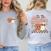 Simply Sage Market Women's Graphic Sweatshirt Distressed Tis The Season Pumpkin Ghost Front and Back - 2 of 4