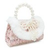 Girls Pearl Ribbon Handbag – Luxe Faux Fur Purse with Pearl Handle & Bow Detail | Dress-Up & Special Occasion Bag - 3 of 4