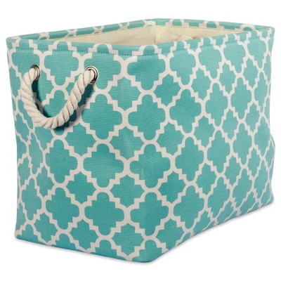 Photo 1 of 17.5 x 12 x 15 Large Polyester Rectangle Lattice Storage Bin Aqua - Design Imports