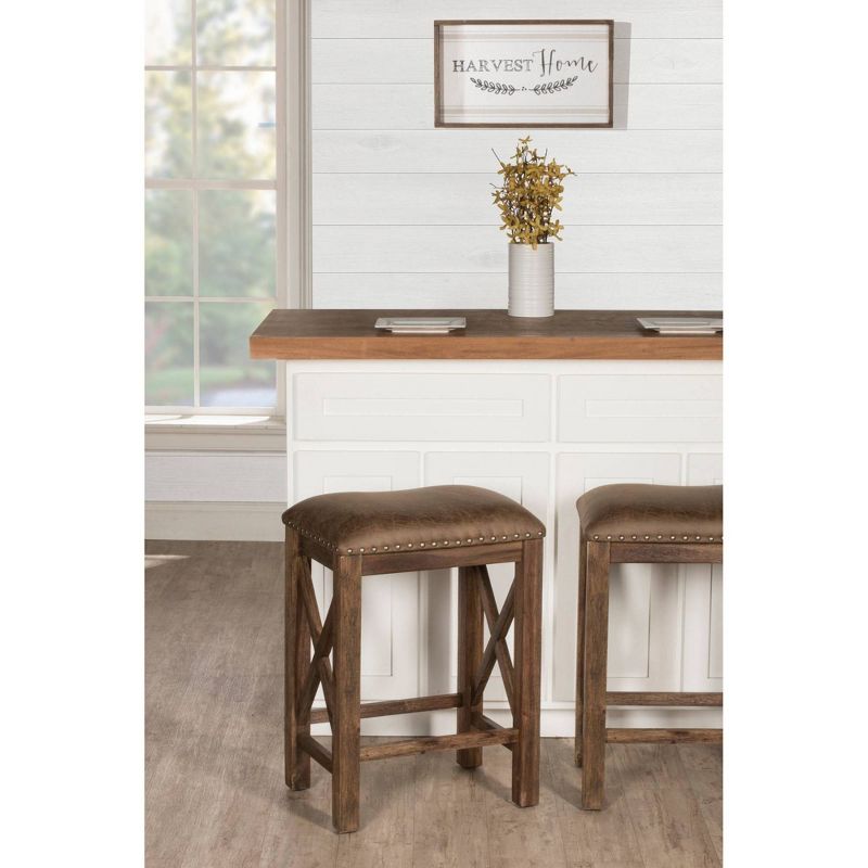 Set of 2 Willow Bend Counter Height Barstool Walnut/Brown- Hillsdale Furniture, 4 of 15