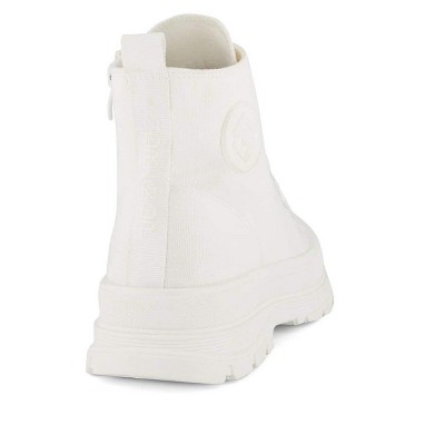 Женские кроссовки Andrea Canvas Sneaker Booties With Side Zipper 63898, White, 8 — фото 4