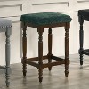 Rustic Wood Bar Stools with Upholstered Seats, Set of 2 - 26" Bar Stools - 2 of 4