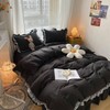 Chic Ruffle Lace Polyester Duvet Cover Set - Luxury Black Bedding, 2 Piece Twin with Zipper, Soft Lightweight - 2 of 4