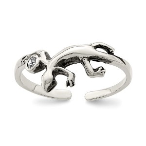 Black Bow Jewelry Lizard and Cubic Zirconia Toe Ring in Antiqued Sterling Silver - 1 of 2