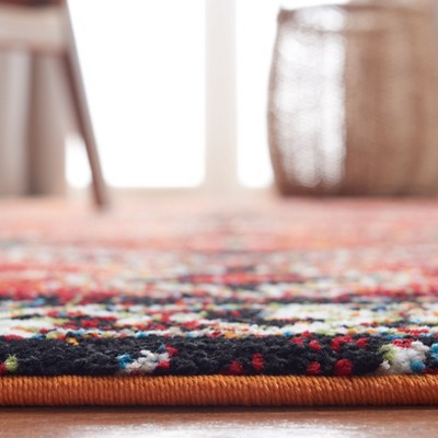 Vintage Hamadan Orange/Red Synthetic Square Area Rug 6'7" x 6'7"