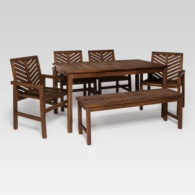 6pc Chevron Outdoor Patio Dining Set Dark Brown Saracina Home Target