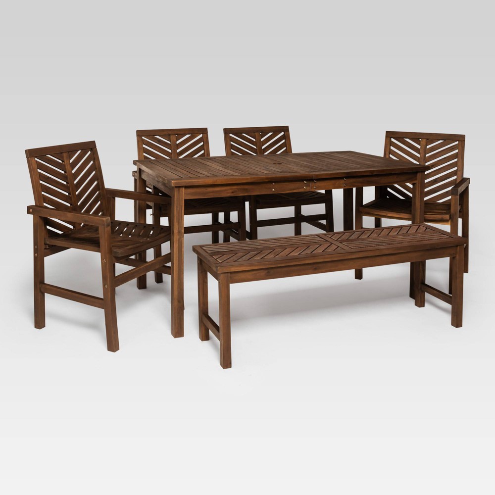6pc Coro Chevron Outdoor Patio Dining Set Dark Brown Saracina Home