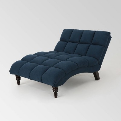 Blue leather chaise online lounge