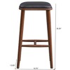 PU Leather Backless Barstool with Padded Seat and Solid Wood Frame, Mid-Century Modern Design for Kitchen or Home Bar - 2 of 4