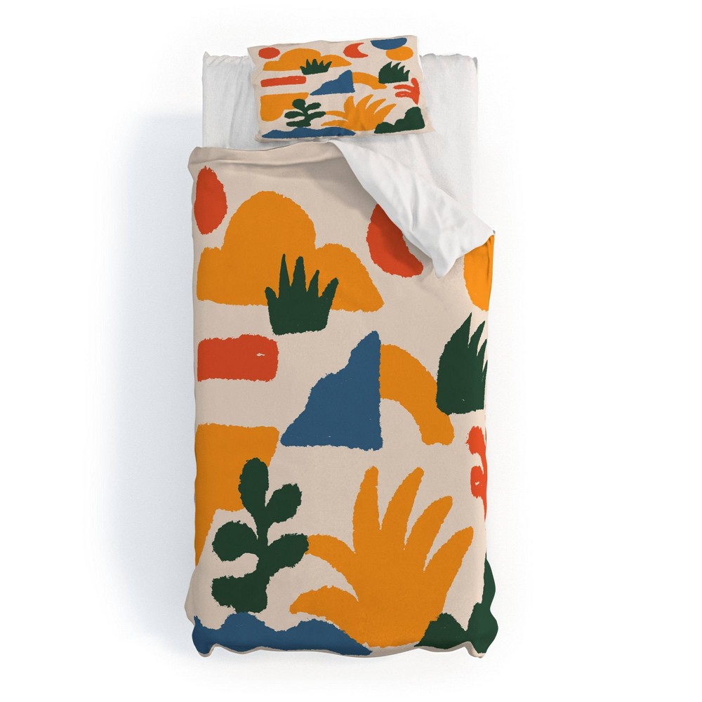 Photos - Bed Linen Deny Designs 2pc Twin/Twin Extra Long DorisciciArt Boho Forest Duvet Cover and Pillow Sham Set Yellow: Abstract Pattern, 300