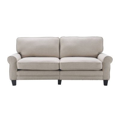 Copenhagen Light Gray 78" Microfiber Sofa with Rounded Arms and Removable Cushions