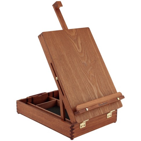 Wooden Easel Stand Painting Tripod Table Top Palette & Box
