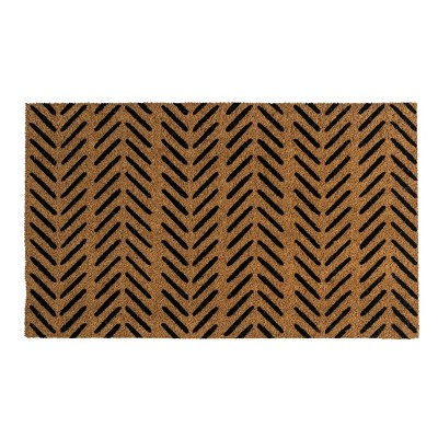 Fishbone Indoor/Outdoor Coir Doormat Black/Natural - Entryways