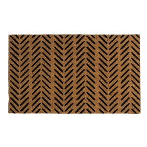 Fishbone Indoor/Outdoor Coir Doormat Black/Natural - Entryways - 1 of 4