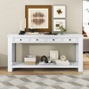 63" Retro Console Table Table with Storage Drawers and Bottom Shelf for Entryway Hallway 4M - ModernLuxe - 2 of 4