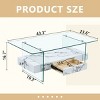 FURNIinspire Coffee Tables 43.3 Inch Modern Coffee Table, Living Room Furniture, Glass Tabletop Rectangular Sofa Table, White, 41.3"*23.6"*16.7" - 3 of 4