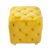 Grungis Modern Square Velvet Upholstered Ottoman, Exquisite Small End Table with Soft Foot Stool, Comfortable Seat for Living Room, Entrance, Yellow - 3 of 4