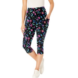 Woman Within Women's Plus Size Printed Pocket Capri - 1 of 4