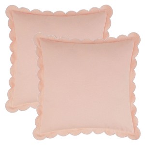 REGALWOVEN Cotton Modern Soft Cozy Throw Pillow Covers with Scalloped Wavy Edge Designs for Home Decor 18 x 18 Inch 2 Pcs - 1 of 4