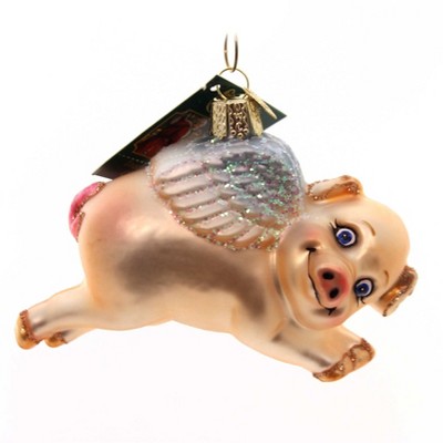 Old World Christmas 3.0" Flying Pig Ornament Hog Wings Porkopolis  -  Tree Ornaments