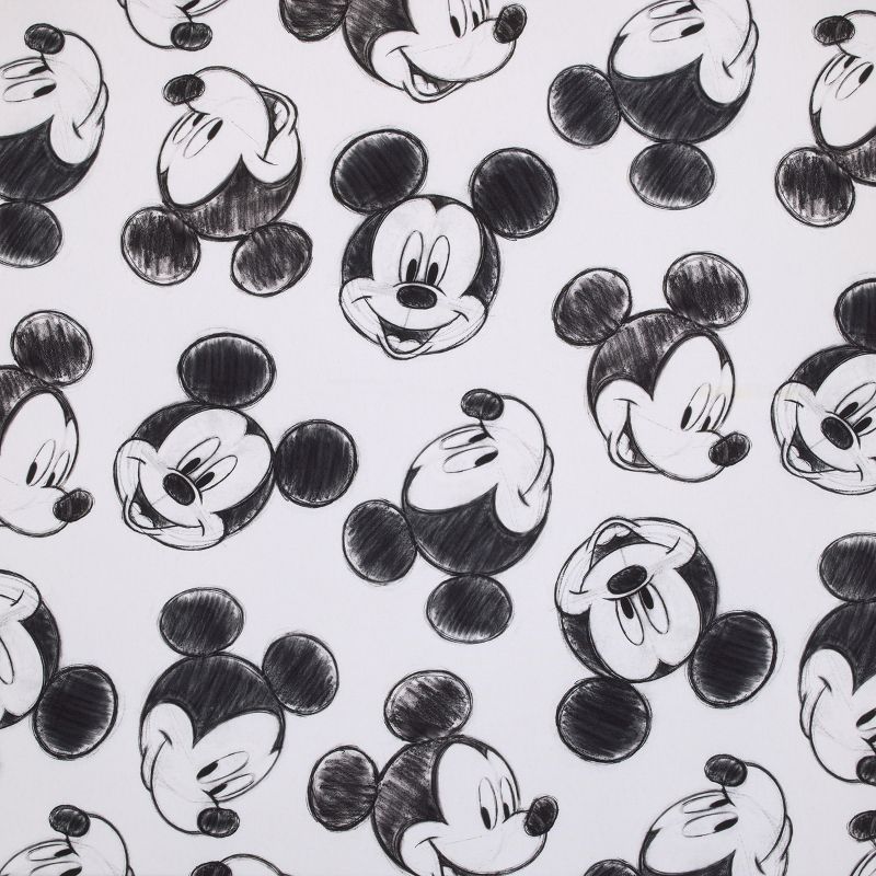 Disney Mickey Mouse - Charcoal Black and White Smiling Mickey Mouse Nursery Fitted Crib Sheet, 5 of 6