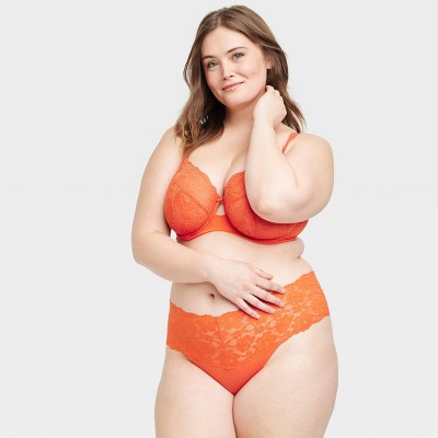 Women's Cotton Lace Thong - Auden™ Orange 3x : Target