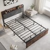 FURNIinspire Beds Vintage Queen Bed Frame Queen Bed Frame with Storage Headboard, 2 Drawers, No Box Spring Needed, Brown, 86.53"*59.68"*38.7" - 2 of 4