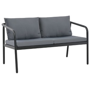 vidaXL 2 Seater Patio Sofa with Cushions Gray Aluminum - 1 of 4
