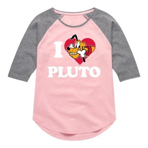 Girls' - Disney - I Love Pluto Shirt Tail Raglan Graphic T-shirt - 1 of 3