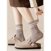 Anna-Kaci 3 Pairs Women's Cable Knit Crew Socks with Ribbed Cuffs and Soft Warm Cotton Blend - 3 of 4