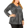 Agnes Orinda Women's Plus Size Glitter Sparkle V Neck Metallic Party Sequin Blouses - 2 of 4