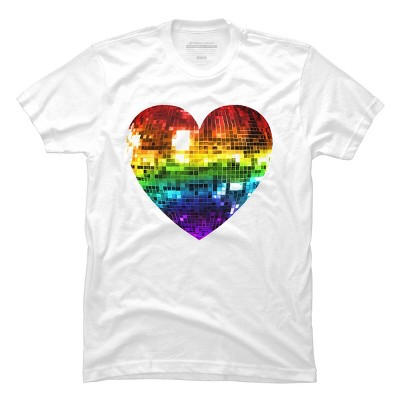 Adult Design By Humans Disco Ball Rainbow Heart By melvillesT-Shirt
