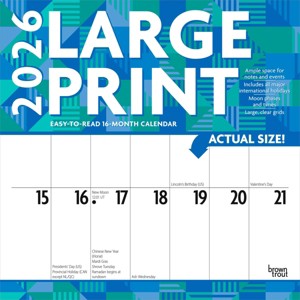 BrownTrout Large Print 2026 12"x24" Hanging Square Wall Calendar Plastic-Free - 1 of 4