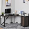 Homcom L-shaped Computer Corner Desk With Storage Cabinet Adjustable ...