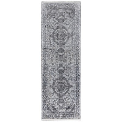 Sarrant Transitional Medallion Gray/Silver/Ivory Area Rug