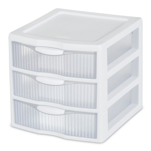Sterilite 3 Drawer Small Countertop Unit White With Clear Drawers