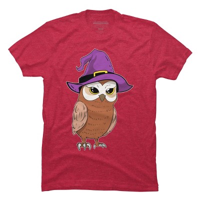 Men's Design By Humans Owl Witch Halloween T Shirt By thebeardstudio T-Shirt