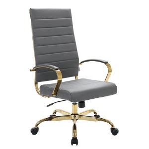 LeisureMod Benmar High-Back Leather Office Chair with Swivel, Tilt, Adjustable Height, Ergonomic Design for Home Office, Study, or Workspace - 1 of 4