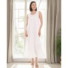 ADR Women's Cotton Nightgown, Sleeveless Lace Trimmed Button Up Long Vintage Night Dress Gown - 2 of 4