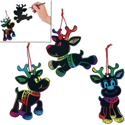 Fun Express Reindeer Magic Scratch Ornaments - Craft Supplies - 24 Pieces