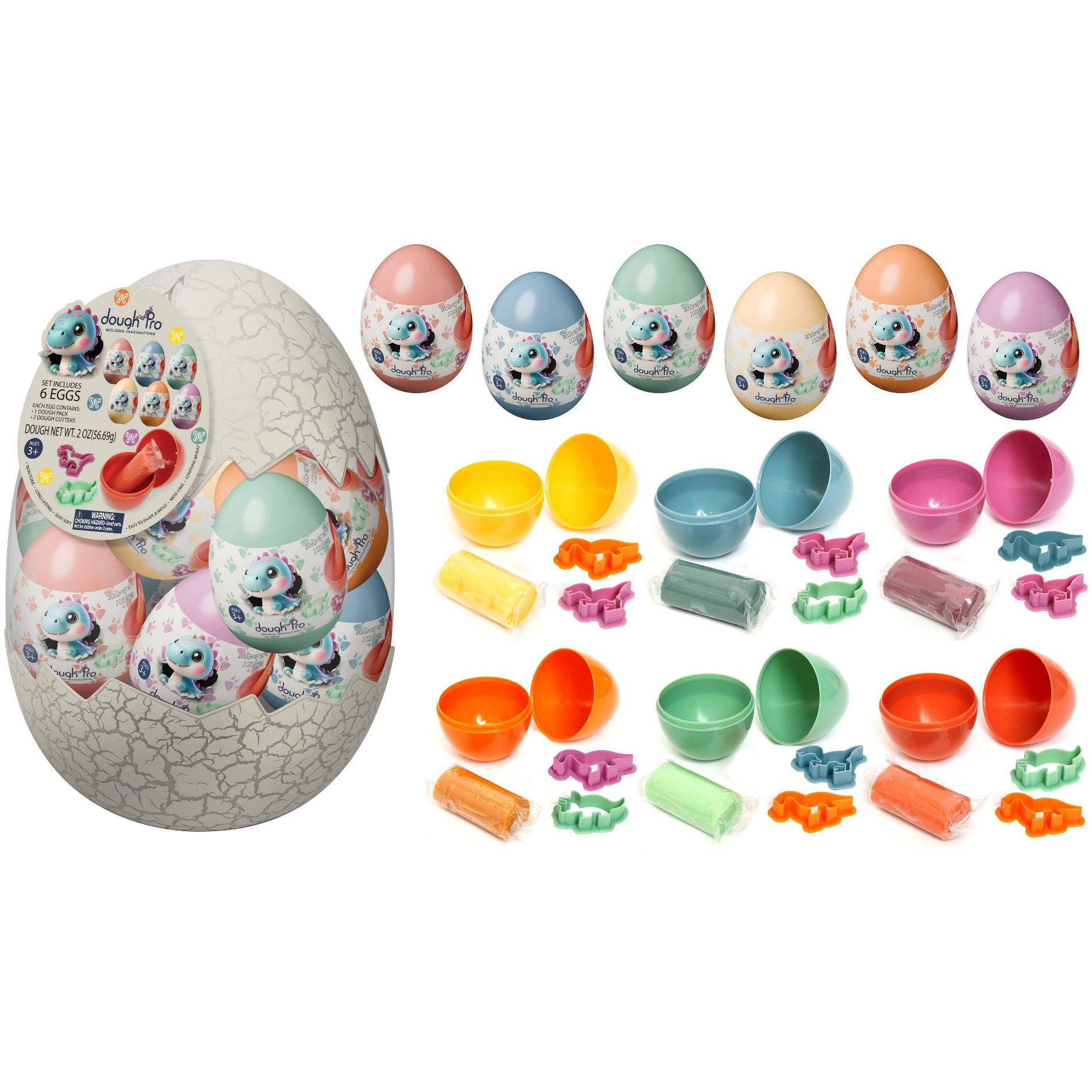 Dough Pro Large Egg Dino - 6pk