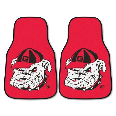 NCAA Georgia Bulldogs Red Carpet Car Mat Set 2pc - Red