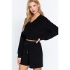 Slickblue Women's Comfy V-Neck Long Sleeve Terry Toweling Top with Elastic Hem - Color and Size Options - 3 of 4