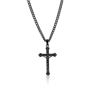Metallo Mens Stainless Steel, Cross Neckalce - Black Plated - Black - 24 Inch - 1 of 3