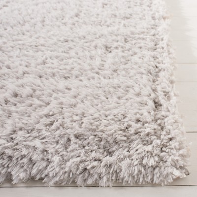Elegant Silver Shag 4' x 6' Hand-Knotted Wool Area Rug