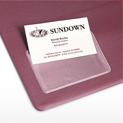 Clear Vinyl Self-Adhesive Business Card Holders, 3.5" x 2", Pack of 10