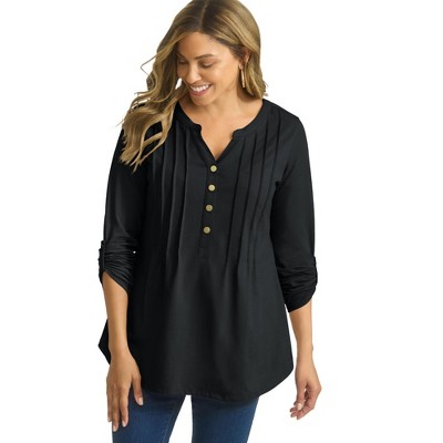 Jessica London Women's Plus Size Stretch Pleated Tunic